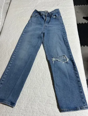 Levi's Levi Strauss Premium Ribcage Straight Jeans Distressed Light Wash Women W25‎ L27 thumbnail 1