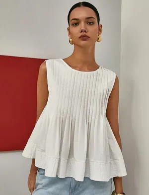 Commense Pleated Peplum Sleeveless Blouse size xs thumbnail 1