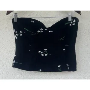 Zara Embroidered Flower Textured Bustier Corset Black Women’s Size Small Party thumbnail 7