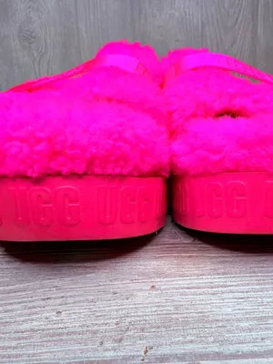 UGG Fluffita Pink Slippers wool fluffy slipper shoes sandals size 8 hot pink thumbnail 5
