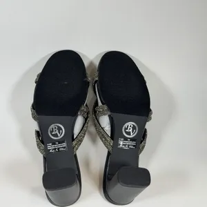 Bella Vita Size-7W Women's Heels Carmen Silver Micro Suede‎ Stones Sandals thumbnail 5