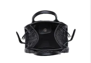 Urban Outfitters Kristie Crossbody Black leather bag woven texture thumbnail 2