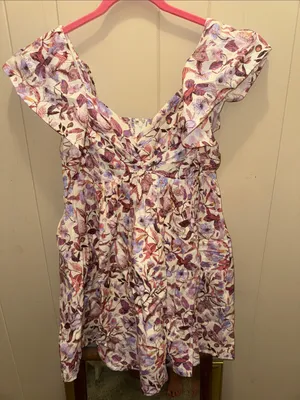 Fourteen & 9th Pastel Pink Floral Ruffle V-Neck Mini Dress thumbnail 3