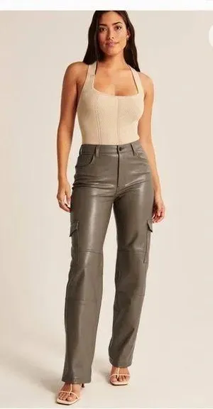 COPY - ❤️Abercrombie & Fitch Vegan Leather Cargo 90s Relaxed Pants thumbnail 1