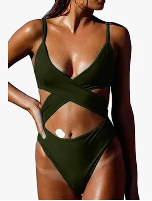 CHYRII Women's Sexy Criss Cross High Waisted Cut Out Monokini Swimsuit thumbnail 3