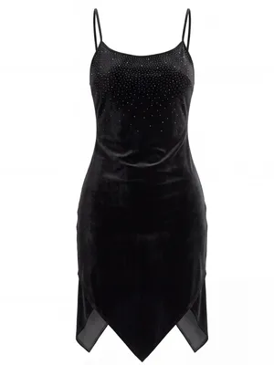 Vintage Rampage 90s Y2K Velvet crystal Fairy Hem Midi Slip Dress cocktail moody thumbnail 3