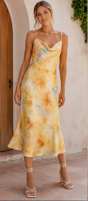 NWT Baltic Born Katarina Slip Midi Dress | Sunrise Print thumbnail 1