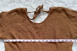 Madewell Blouse Peplum Open-Back Top Brown S thumbnail 11