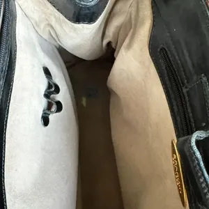 Vintage BRAHMIN Tuscan Black Leather Brown Croc Leather Trims Bucket Bag thumbnail 11