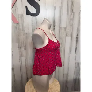 Abercrombie Kids Pink Floral Button-Front Cami Tank Top Size Medium M (Fits Wome thumbnail 6