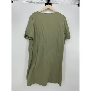 Draper's & Damon's Olive Green Cotton Gauze Pocket Shift Dress XL Lagenlook thumbnail 3