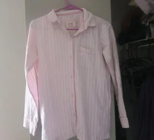 Victoria's Secret vertical stripe sleep shirt top in pink and white size XS. thumbnail 1