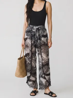 Club Z Wide Leg Beach Pant Sheer Cover Up Resortwear vacation poolside thumbnail 3