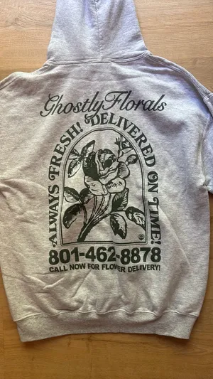 Lonely Ghost Hoodie Grey Ghostly Florals  thumbnail 2