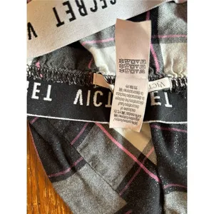 Victoria's Secret Sparkle Pajama Pants Plaid Black Pink Size S thumbnail 3