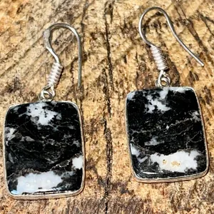 Square White Buffalo Turquoise Earrings 1 1/2” Black thumbnail 11