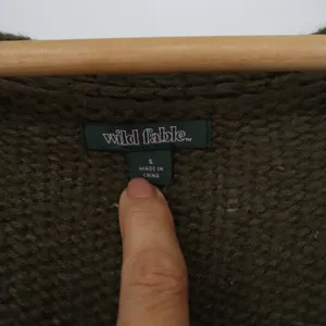 Wild Fable Olive Green Cable Knit Button Front V-Neck Cardigan Sweater Womens S thumbnail 2