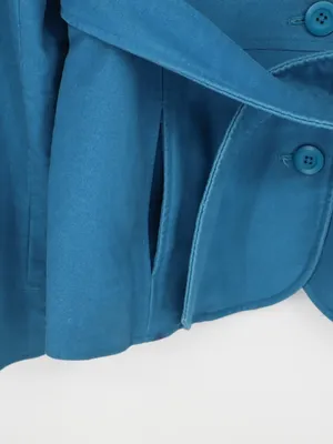L.L.Bean Cumberland Jacket Women’s Mediim Regular Teal Blue Belted Cotton Trench thumbnail 7
