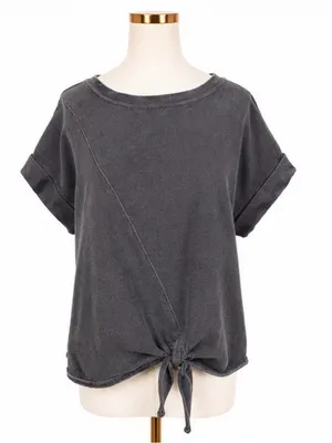 Pilcro Gray Cotton Sweatshirt Tee Tie Front Top Size Medium thumbnail 1