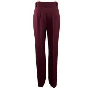 Zara Women's Red High Waisted Pleated Career Straight Leg Trousers Pants Size XS thumbnail 3