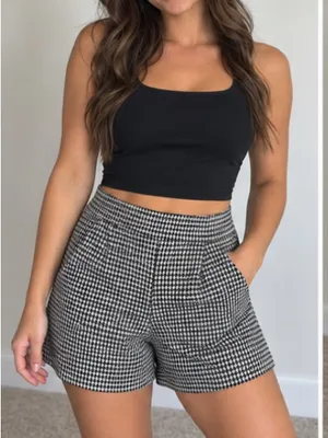 Plaid poof small shorts thumbnail 1