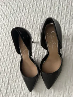 Jessica Simpson Black Glossy Faux Leather Heels Women Size 6 thumbnail 3