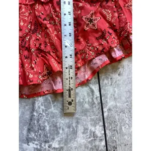 Spell & The Gypsy Collective Red Floral Star Lace Up Mini Dress XS Boho Ruffle thumbnail 4