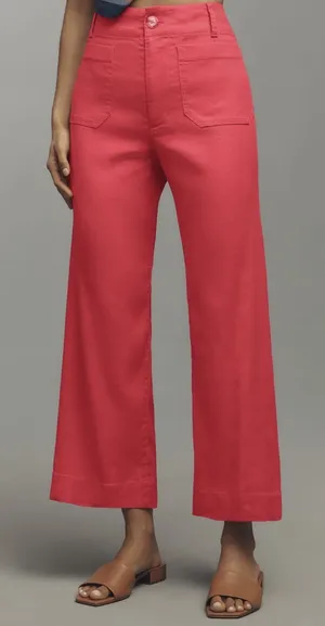 Anthropologie Maeve The Colette Wide-Leg Cropped Linen Pants, Size 28 thumbnail 1