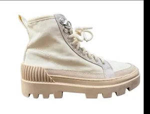 Gianni Bini Women’s High Top Sneakers Boots Sz 7M | Chunky Lug Sole Cream Beige thumbnail 3