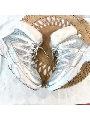 Skechers Silver Fur Trim White Winter Snow Boots Size 7.5 Y2K Snow Bunny thumbnail 2