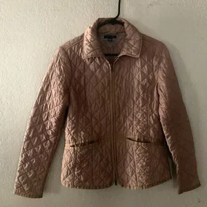 Tommy Hilfiger Women’s M Quilted Jacket Tan Brown Diamond Full Zip Lightweight thumbnail 4