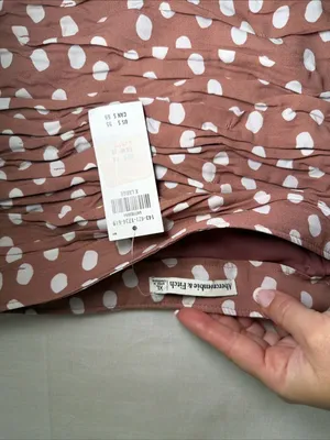 Abercrombie & Fitch Ruched Mini Skirt XL NWT Dusty Pink Polka Dot Mod Preppy thumbnail 7