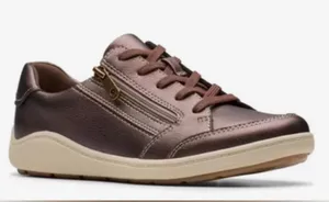 Clarks Women’s Metallic Bronze Low-Top Sneaker with Side Zip Size 8.5 thumbnail 1