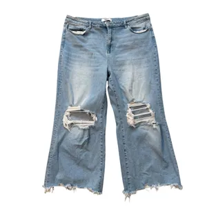 Mica Los Angeles Jeans 90's Vintage Crop Flare LightWash Distressed HighRise 20‎ thumbnail 2