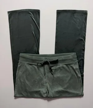 Aerie Dreamy Velour Low Rise Lounge Pants, Green, Size M thumbnail 1
