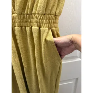 Vada Winter‎ x Maverick Jumpsuit L Mustard Yellow Knit Smocked V Neck Pockets thumbnail 8