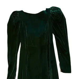 Vintage Forest Green Velvet Rhinestone Backless Bow dress Gown 40s black Tie thumbnail 10