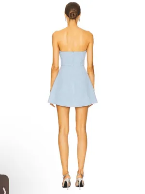 MORE TO COME Anwen Mini Dress in Baby Blue Large New Womens Tweed Aline thumbnail 2