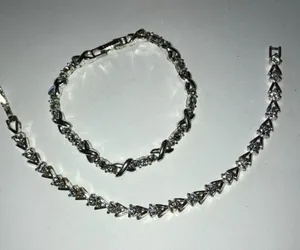 2 Vintage Avon Silver Tone & Clear CZ Rhinestone Bracelets thumbnail 2