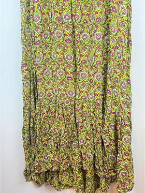 By Anthropologie Flounced Maxi Lounge Dress Citron Paisley Modal M Boho thumbnail 13