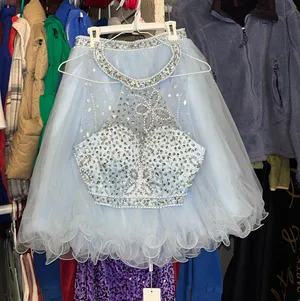 Two Piece Sequin homecoming dress Blue thumbnail 1