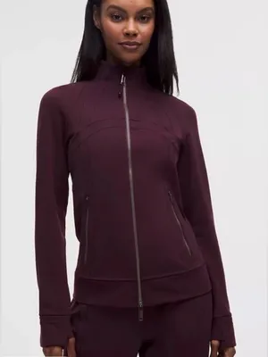 Lululemon NWT Define Track Zip-Up Jacket in Black Plum Purple Lion Size 2 thumbnail 1