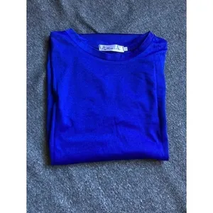 Women Casual blue Polka‎ Dot T Shirt with Asymmetrical Midi Wrap Skirt set new thumbnail 3