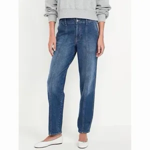 Old Navy OG Loose Tapered High Rise Denim Jeans Size 10 Blue Dark Stretch Pocket thumbnail 8