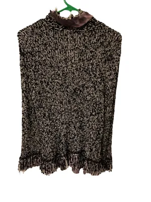 All of Cotton Black‎ and Cream Marled Button-Up Women’s Sweater thumbnail 3
