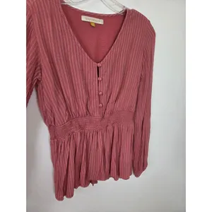 Downeast Pink Peplum Blouse Top Lolita Coquette Romantic Feminine Poetcore XS thumbnail 6
