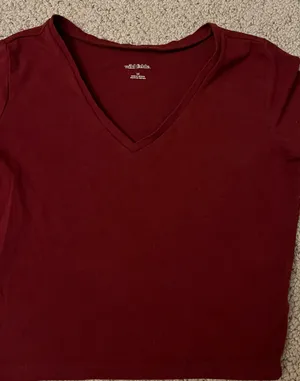 Burgundy cropped t shirt thumbnail 1