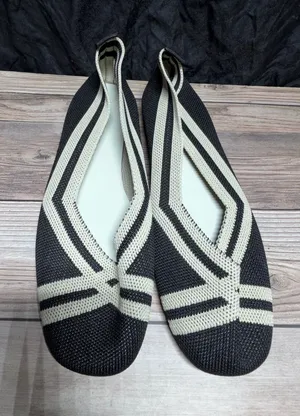 FASHION Women’s Black Cream Mesh Flats Slip On Shoes Size 40 thumbnail 1