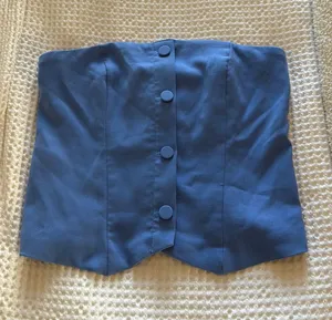 Abercrombie & Fitch Strapless Royal Blue Corset Top thumbnail 1