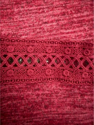 Lildy Women's Knit Sweater Top Size XL Red Wine Embroidered Casual Fall Shirt thumbnail 5